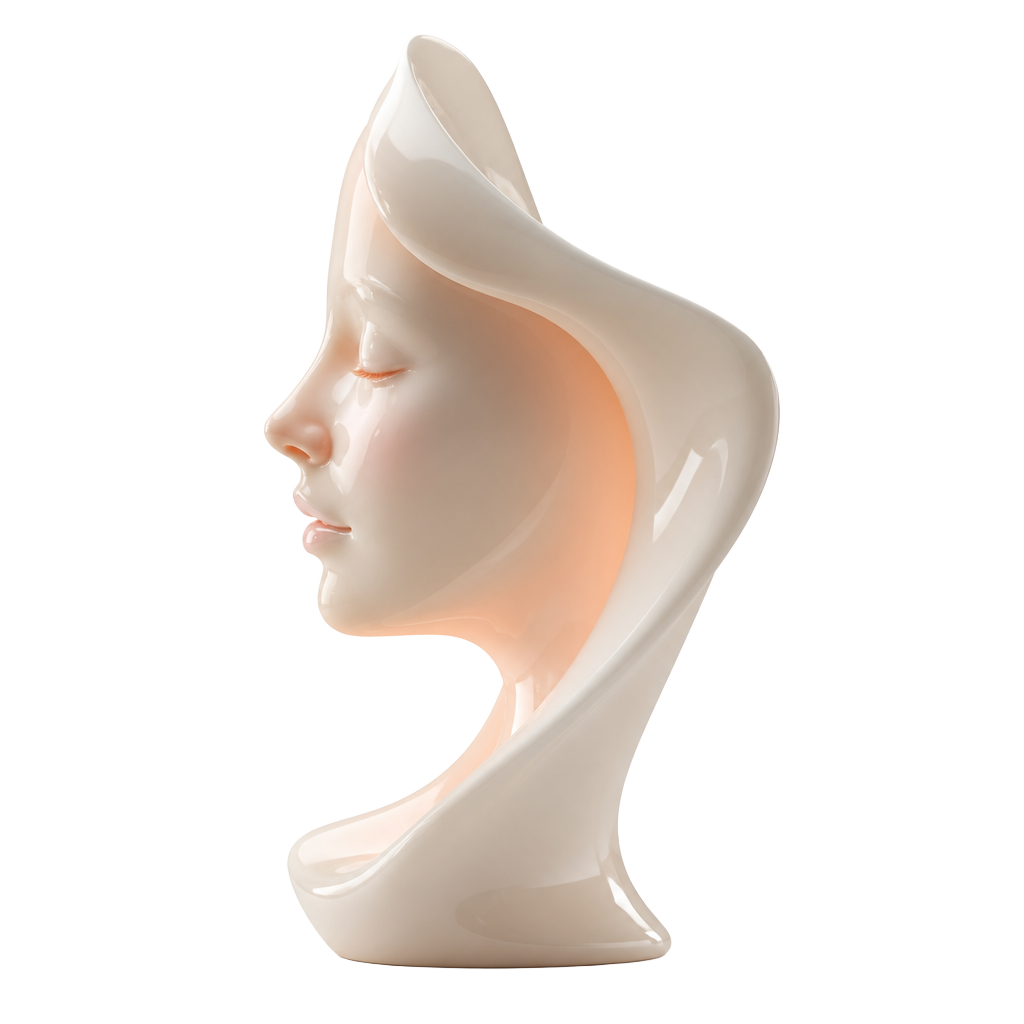 Escultura de perfil feminino representando confiança natural